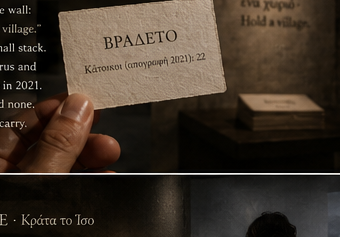Hand holding the Vradeto village card